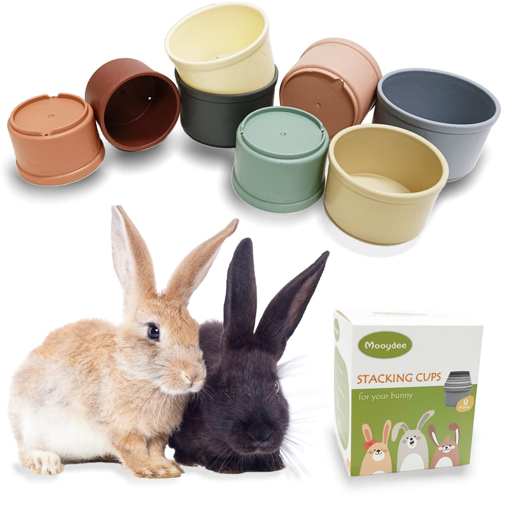 8 Pcs Stacking Cups for Rabbits Guinea Pig Reusable Multi-Colored Bunny Toys Rabbit Toys of Different Sizes, Safe Plastic Nesting Toys for Bunny Small Animals Hiding Food and Playing Bottom without Pattern - PawsPlanet Australia
