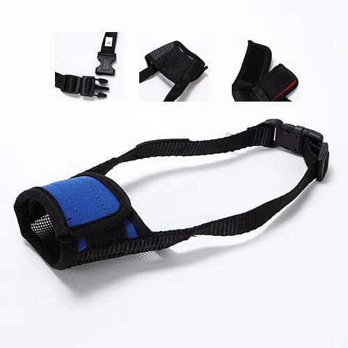 Muzzle for Medium Sized Dog, Muzzle Ddzmz Adjustable Mesh Breathable Fabric Pet Dog Mouth Cover Drinkable Prevents Biting Unwanted Chewing and Barking for Small Medium Large Dogs Orange and Blue S M L Black & Blue L - PawsPlanet Australia