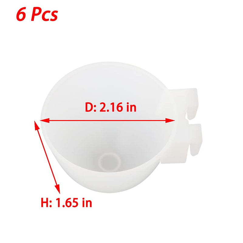 6 Pcs Mini Bird Food Bowl Feeder, Parrot Convenient Hanging Container, Plastic Pigeon Bird Cage Dish (White) - PawsPlanet Australia