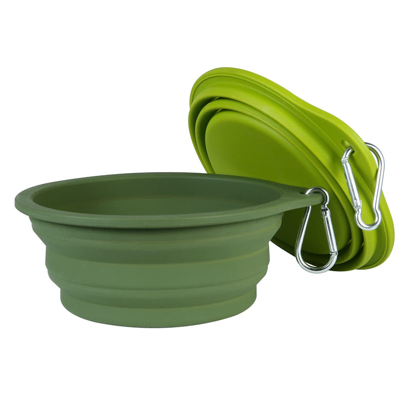 SLSON 2Pack Collapsible Dog Bowl,Integrated Molding Travel Bowl No Plastic Rim Pet Feeding Bowls for Walking Traveling Outdoors,600ML (Avocado Green+Dark Green) - PawsPlanet Australia