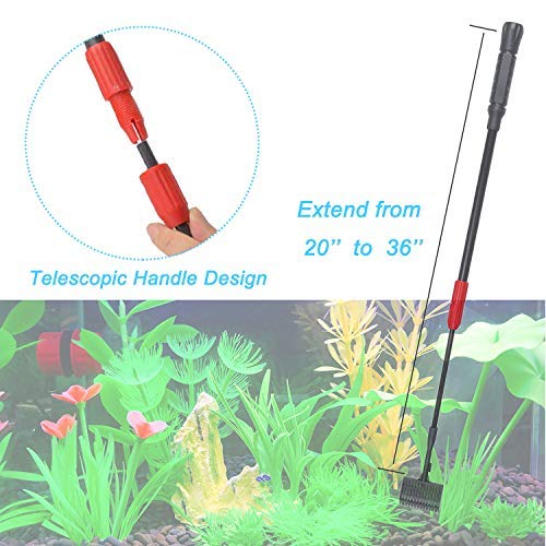 Carefree Fish Carbon Fiber Aquarium Cleaning Tools 7 in 1 Fish Tank Cleaner Kit Long Scrubber Brushes Set Glass Sponge Pipe Brush Fish Net Gravel Rake Algae Scraper Suit with Extendable Handle - PawsPlanet Australia