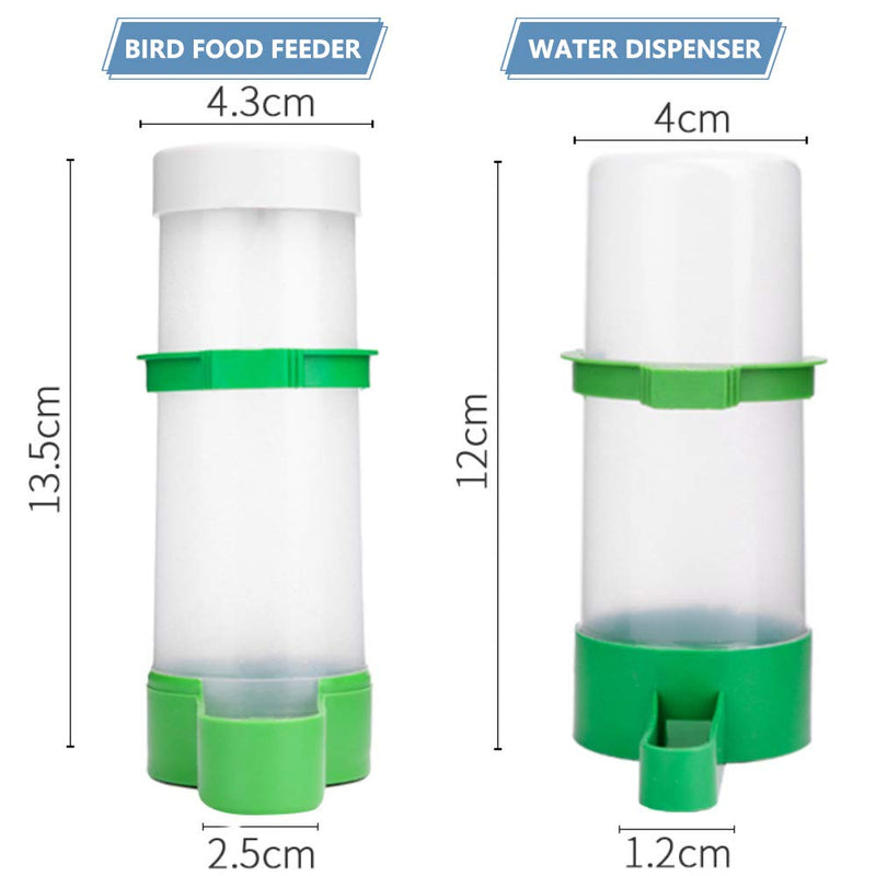 XISTEST Bird Feeder, Bird Water Dispenser for Cage, 2PCS Automatic Bird Water Feeder with 1PCS Food Feeder for Cage Pet Parrot Budgie Lovebirds Cockatiel 2pcs 140ml + 1pcs 150ml - PawsPlanet Australia