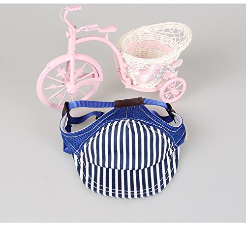 Fashionable Pet Dog Baseball Cap Outdoor Travel Hat - Summer Sun Protection Cap for Small Medium Large Dog (Small, Blue Strip) - PawsPlanet Australia