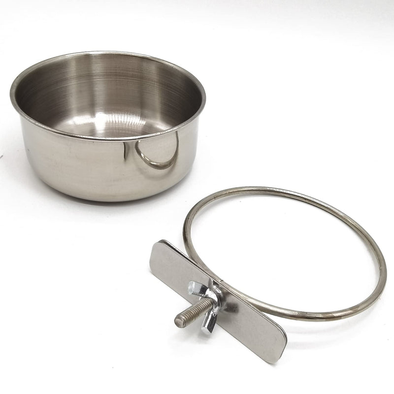 RONYOUNG 2PCS Bird Feeding Dish Cups with Spoon, Parrot Food Bowl Clamp Holder -- Stainless Steel Coop Cup, Bird Cage Water Bowl for Parakeet African Greys Conure Cockatiels Lovebird Budgie Chinchilla - PawsPlanet Australia