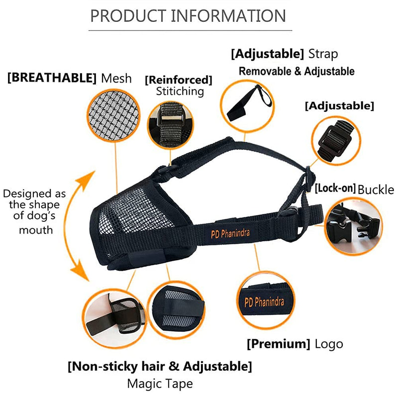 Phanindra Dog Muzzle Soft Muzzle Anti-Biting Barking Secure,Comfortable Breathable Prevent Falling Off Pets Muzzle for Small Medium Large Dogs Black - PawsPlanet Australia