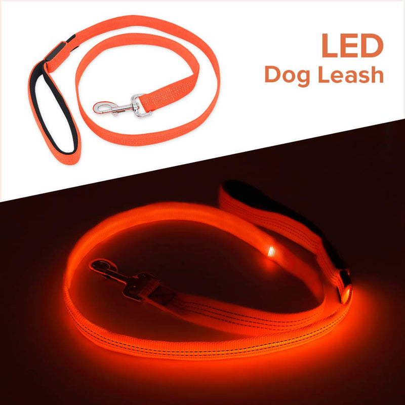 [Australia] - BSEEN Led Dog Safety Collar Leash, USB Rechargeable Flash Glow Dog Necklace Leash, Great Visibility&Improved Safety for Your Dogs Leash-120CM Orange 