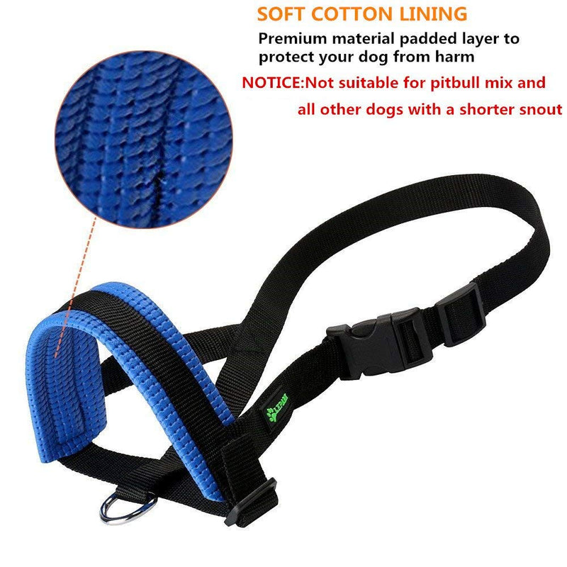 Nylon Dog Muzzle for Small,Medium,Large Dogs Prevent from Biting,Barking and Chewing,Adjustable Loop XL Blue - PawsPlanet Australia