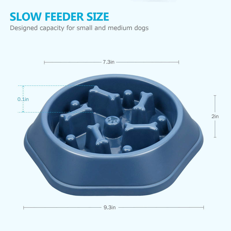 UPSKY Slow Feeder Dog Bowl Anti-Chocking Dog Feeder Bone Pattern Interactive Dog Food Bowl Non-Slide Healthy Design Dog Lick Bowl for Medium Small Dogs blue - PawsPlanet Australia