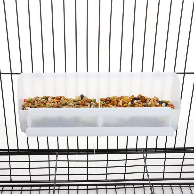 2 Pcs Bird Plastic Double Slot Feeder, Pigeon Food and Water Feeder Cup, Cage Standing Frame Feeder with 2 Plastic Food Spoon - PawsPlanet Australia