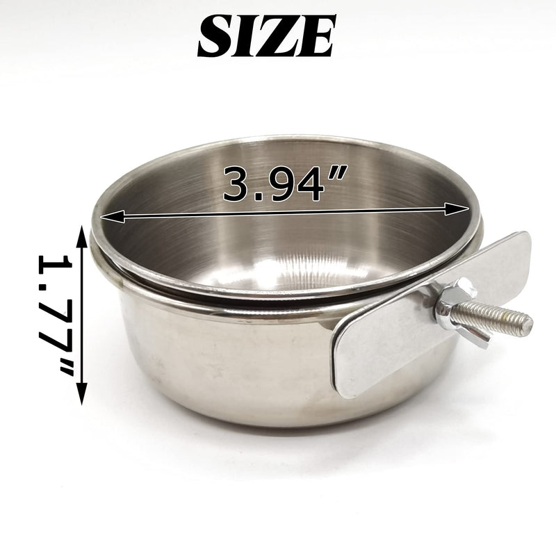 RONYOUNG 2PCS Bird Feeding Dish Cups with Spoon, Parrot Food Bowl Clamp Holder -- Stainless Steel Coop Cup, Bird Cage Water Bowl for Parakeet African Greys Conure Cockatiels Lovebird Budgie Chinchilla - PawsPlanet Australia