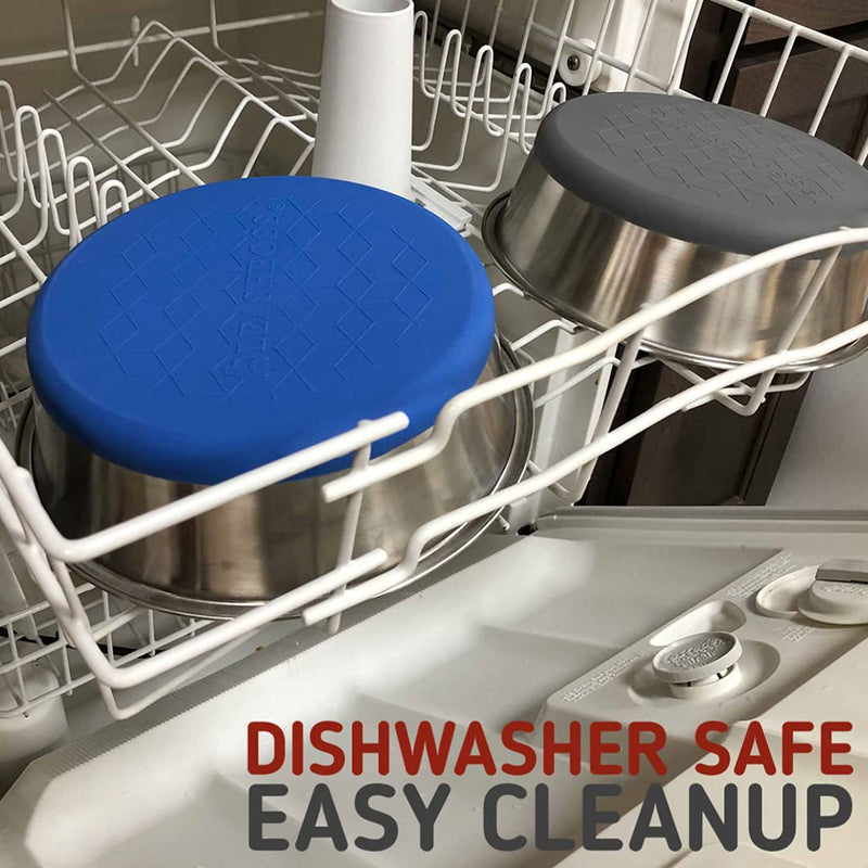 Leashboss Stainless Steel Dog Bowl with Silicone Base, 8 Cup Size, Non-Skid Dish for Medium & Large Dogs 8-Cup, Set Black - PawsPlanet Australia