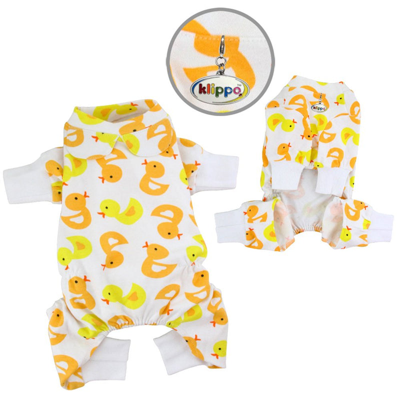 Yellow Ducky Knit Cotton Dog Pajamas/Bodysuit/Loungewear/PJ - X-LARGE - PawsPlanet Australia