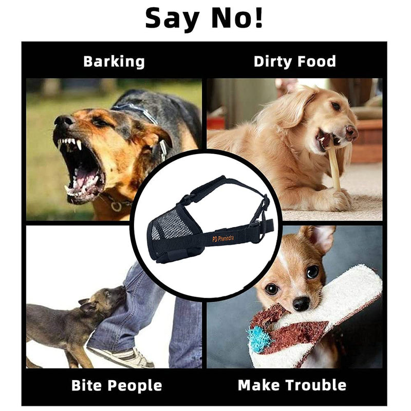 Phanindra Dog Muzzle Soft Muzzle Anti-Biting Barking Secure,Comfortable Breathable Prevent Falling Off Pets Muzzle for Small Medium Large Dogs Black - PawsPlanet Australia