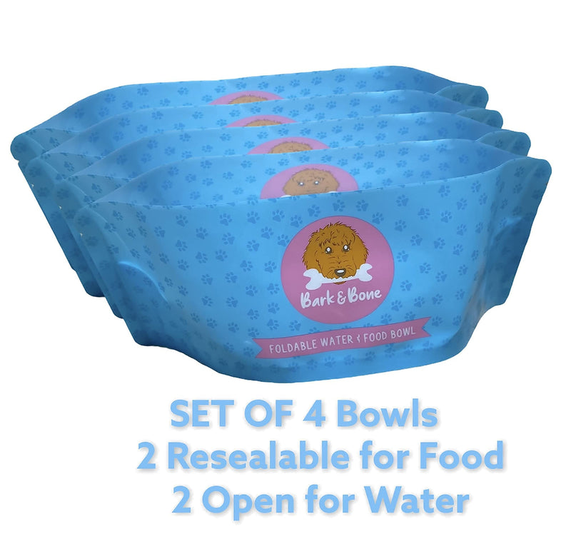 Foldable Dog Travel Bowls - Fit in Your Pocket. Portable & Reusable Water & Food Dog Bowls to Hydrate and Feed Your Dog On The Go. Multipack of 4 - (2 Open Top & 2 Resealable) Multipack of 4 - 2 Open Top & 2 Resealable - PawsPlanet Australia