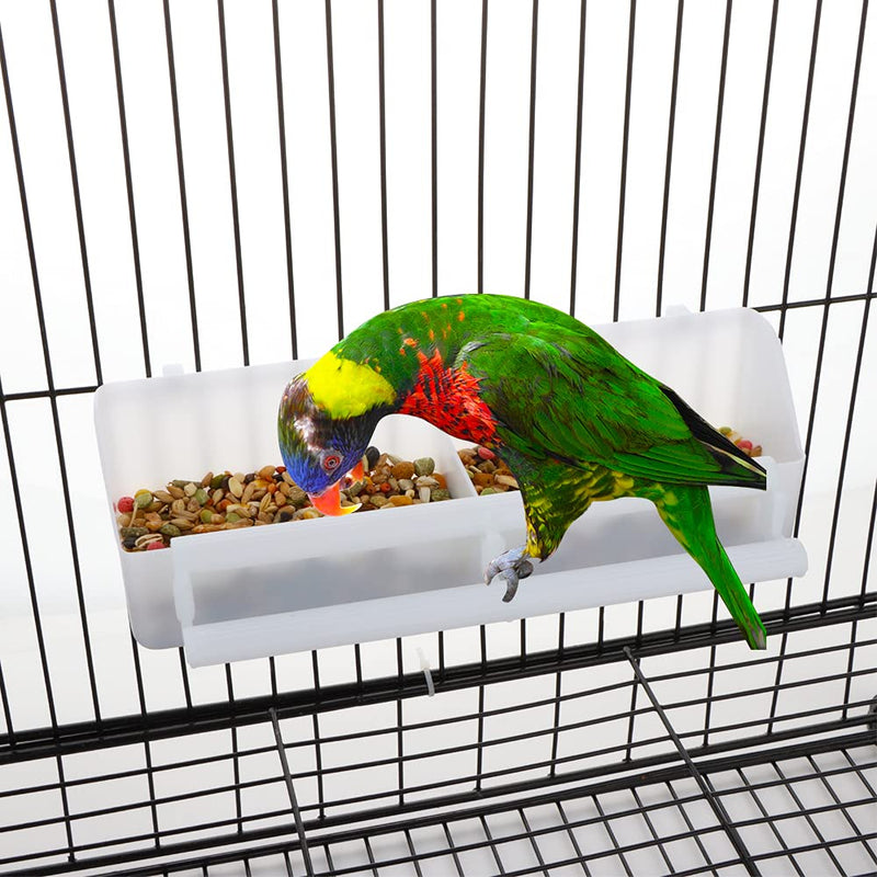 2 Pcs Bird Plastic Double Slot Feeder, Pigeon Food and Water Feeder Cup, Cage Standing Frame Feeder with 2 Plastic Food Spoon - PawsPlanet Australia