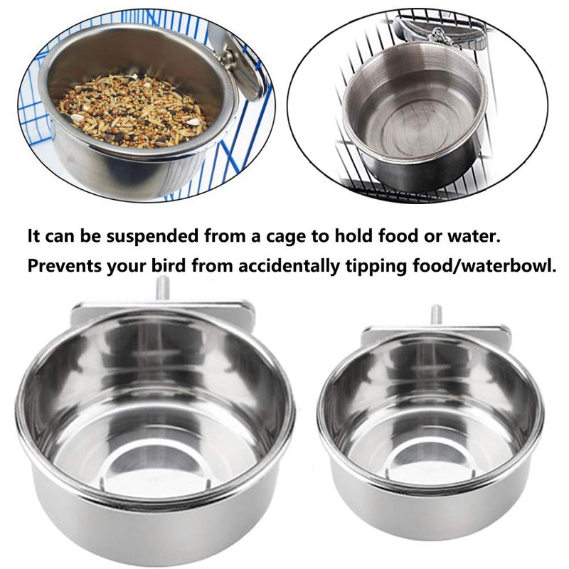 Parrot Feeding Bowls, Bird Cage Cups Holder - Stainless Steel Food and Water Dish, Bird Feeders with Clamp for Parakeet African Greys Conure Cockatiels Lovebird Budgie Chinchilla - PawsPlanet Australia