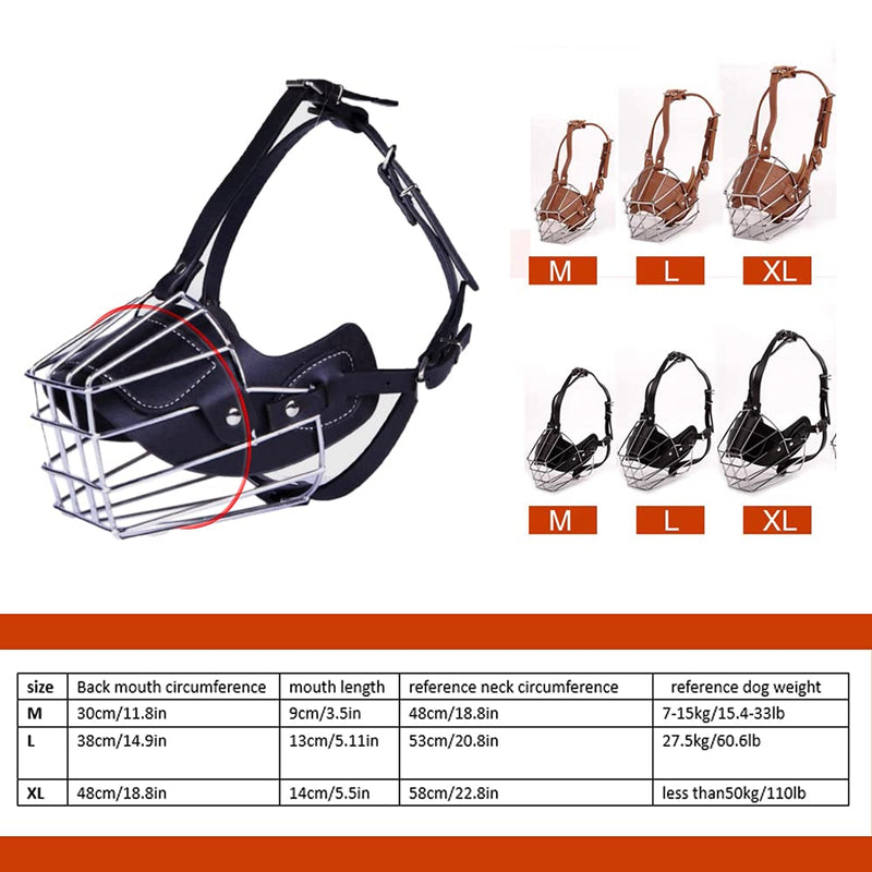HITNEXT Dog Muzzle Basket Metal Leather Black Dog Muzzles for Biting, Basket Muzzle for Large Dog, Muzzle with Leather Puncher for Medium Dog, Dog Muzzle for Barking & Chewing - PawsPlanet Australia