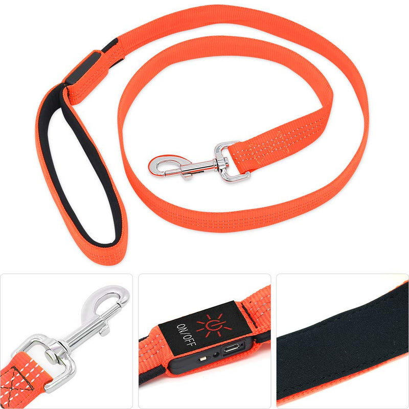 [Australia] - BSEEN Led Dog Safety Collar Leash, USB Rechargeable Flash Glow Dog Necklace Leash, Great Visibility&Improved Safety for Your Dogs Leash-120CM Orange 