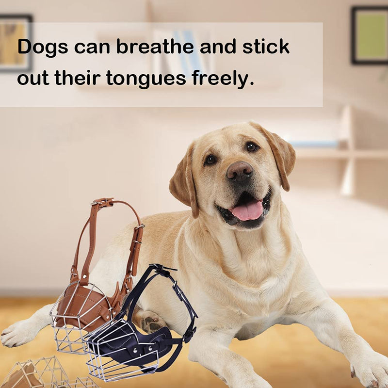 HITNEXT Dog Muzzle Basket Metal Leather Black Dog Muzzles for Biting, Basket Muzzle for Large Dog, Muzzle with Leather Puncher for Medium Dog, Dog Muzzle for Barking & Chewing - PawsPlanet Australia