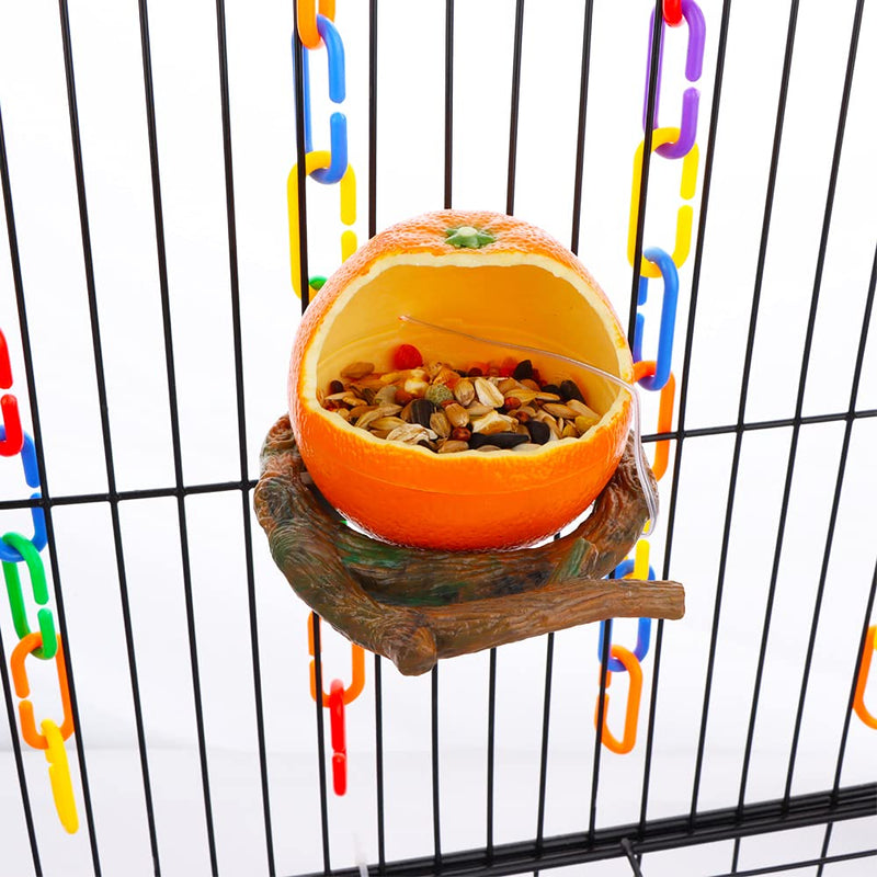 Bird Feeder Fruit Shape with Clamp Holder Cage-Pet Food & Water Bowl Parrot Food Box Cage Decoration (Orange Shape) - PawsPlanet Australia