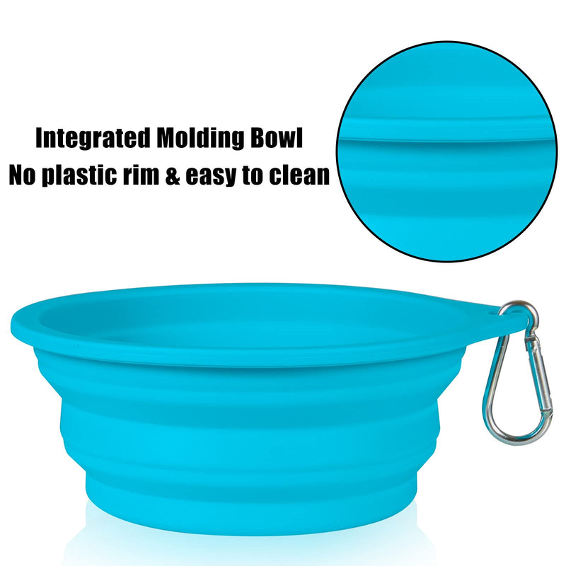 SLSON 2Pack Collapsible Dog Bowl,Integrated Molding Travel Bowl No Plastic Rim Pet Feeding Bowls for Walking Traveling Outdoors,600ML (Light Blue+Light Green) - PawsPlanet Australia