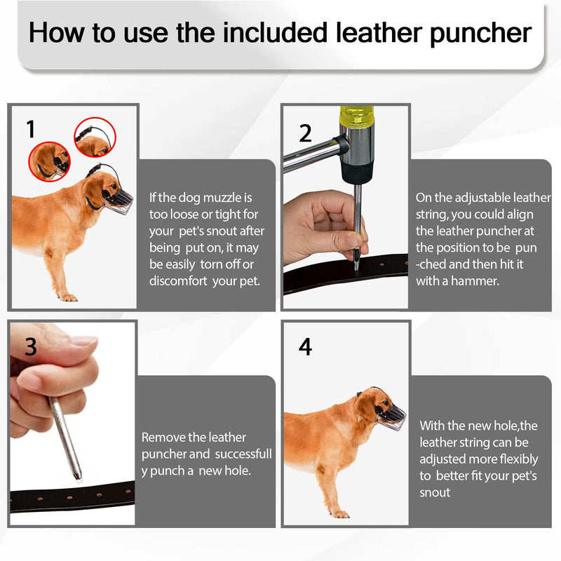 HOHOMETIC Dog Muzzle, German Shepherd Metal Wire Basket Muzzle for Large Dogs Breeds, Prevents Biting Barking and Chewing, with Adjustable Soft Leather Straps and Dog Bandana - PawsPlanet Australia