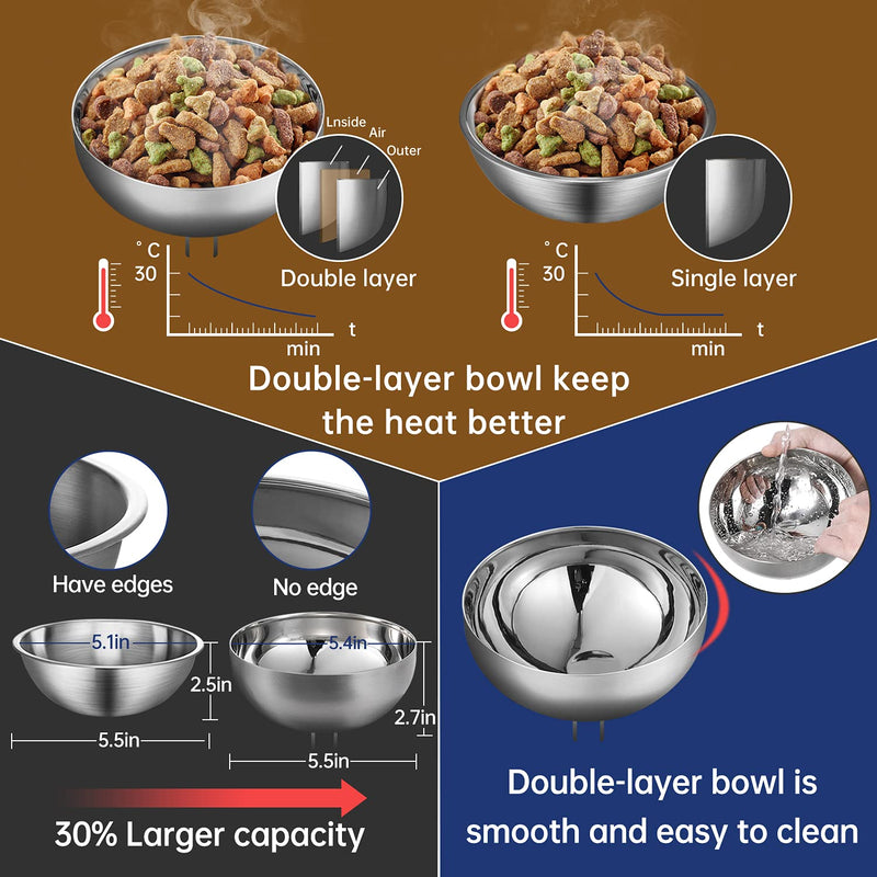 KANCHOU Elevated Cat Bowls for Food and Water 23 OZ Capacity 20°Tilted Stainless Steel cat Bowls for Small Size Dog and Puppy or cat Dishes Indoor (Double Bowl) Double Bowl - PawsPlanet Australia