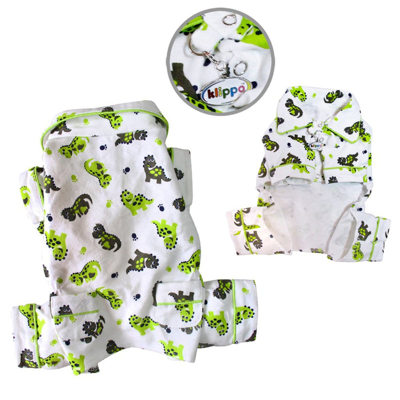 Klippo Pet KBD074MZ Playful Dinosaur Flannel Pajamas - Medium - PawsPlanet Australia