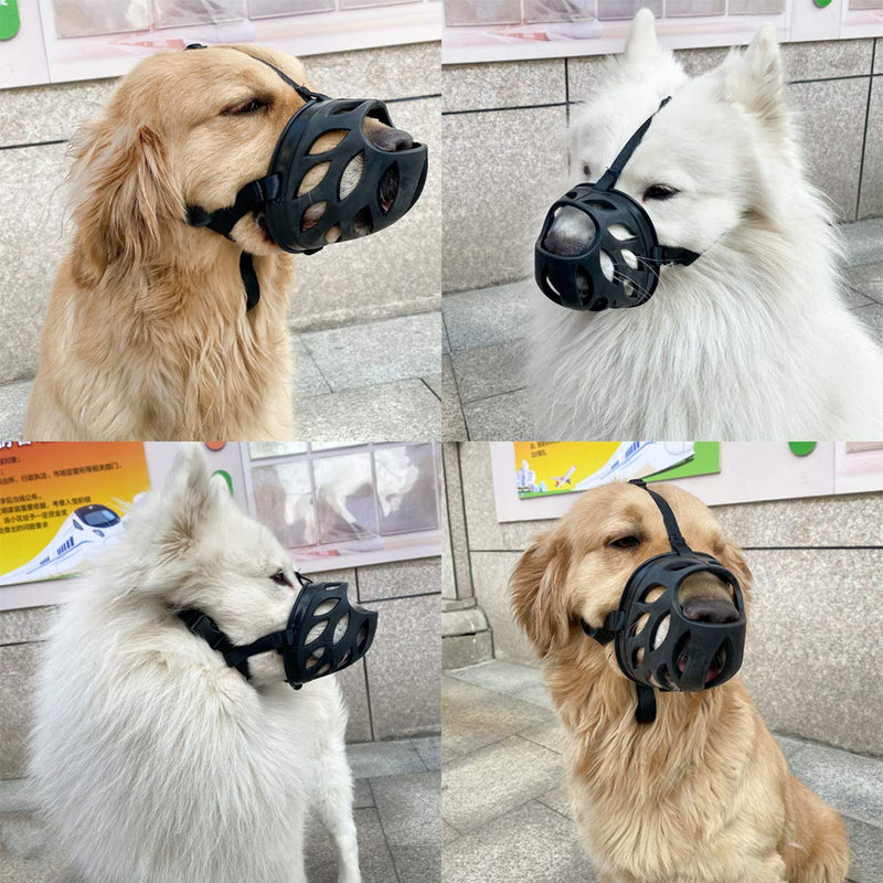 Dog Muzzle to Prevent Barking, Biting and Chewing, Soft Rubber Basket Muzzle for Small, Medium and Large Dogs 1 - Toy Poodle Black - PawsPlanet Australia