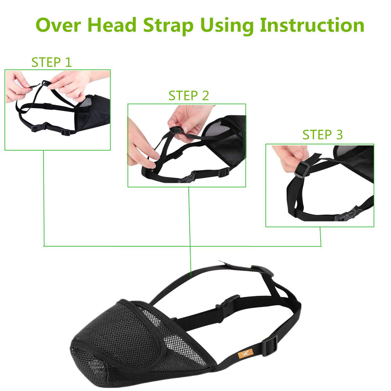 Dog Muzzle Mesh with Overhead Strap, No Lick Dog Mask Mouth Guard Muzzle for Dogs Prevent Biting Chewing L Black - PawsPlanet Australia