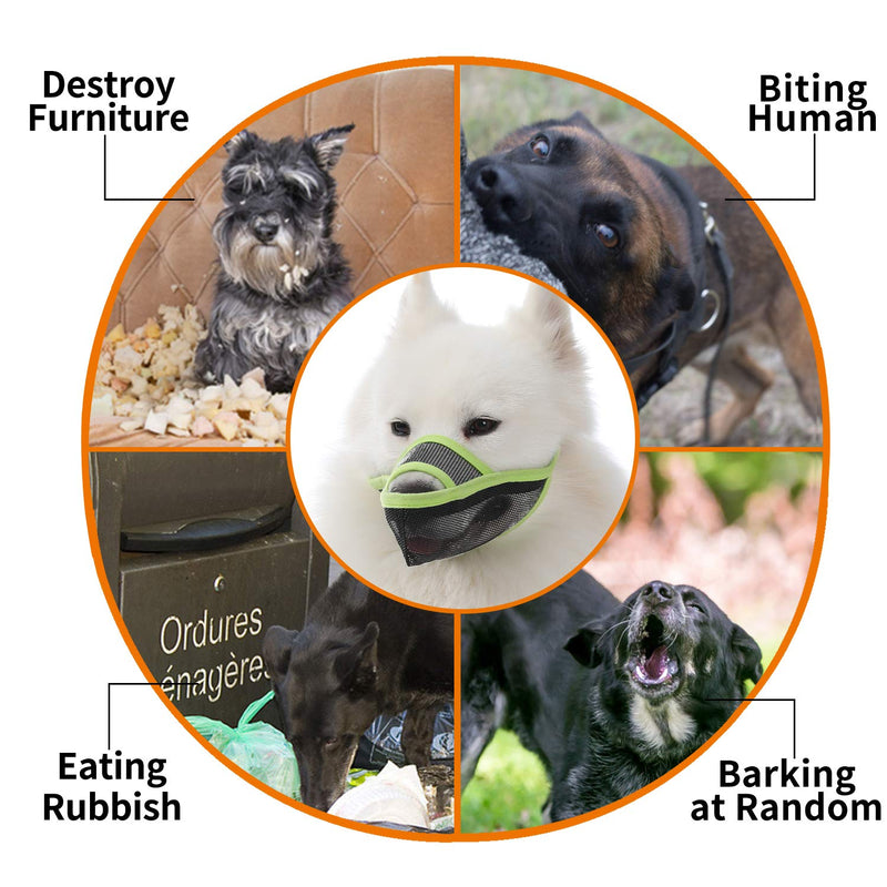 TANDD Dog Muzzle for Small Medium Large Dogs, Air Mesh Breathable and Drinkable Pet Muzzle for Anti-Biting Anti-Barking Licking XS Green - PawsPlanet Australia