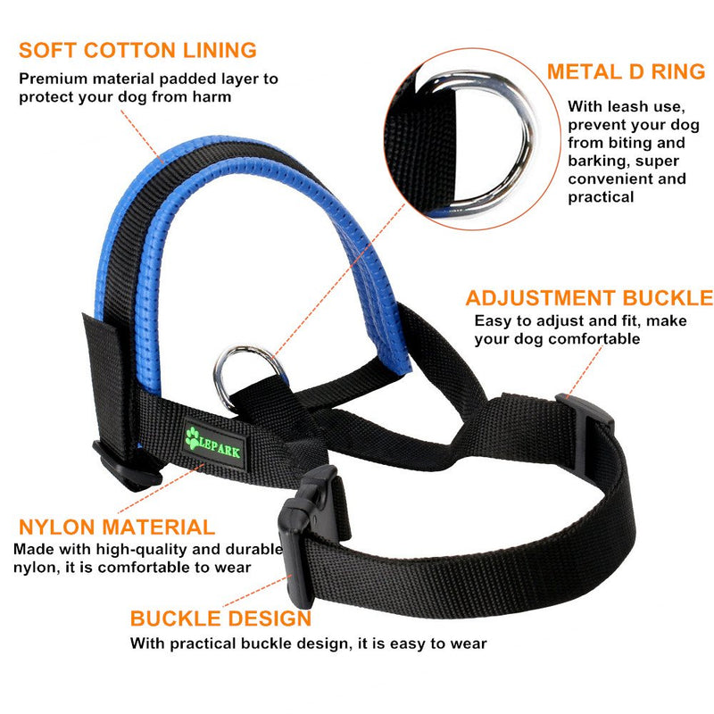 Nylon Dog Muzzle for Small,Medium,Large Dogs Prevent from Biting,Barking and Chewing,Adjustable Loop XL Blue - PawsPlanet Australia
