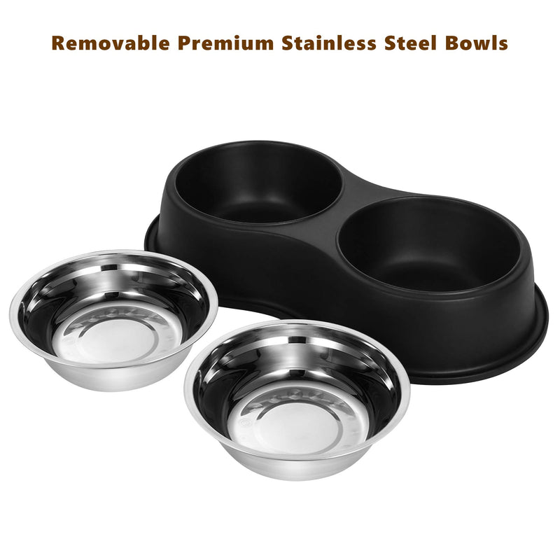 Dog Bowls Double Stainless Steel Dog Water and Food Bowls with Non-Slip Resin Station, Pet Feeder Bowls for Puppy Medium Dogs Cats - PawsPlanet Australia