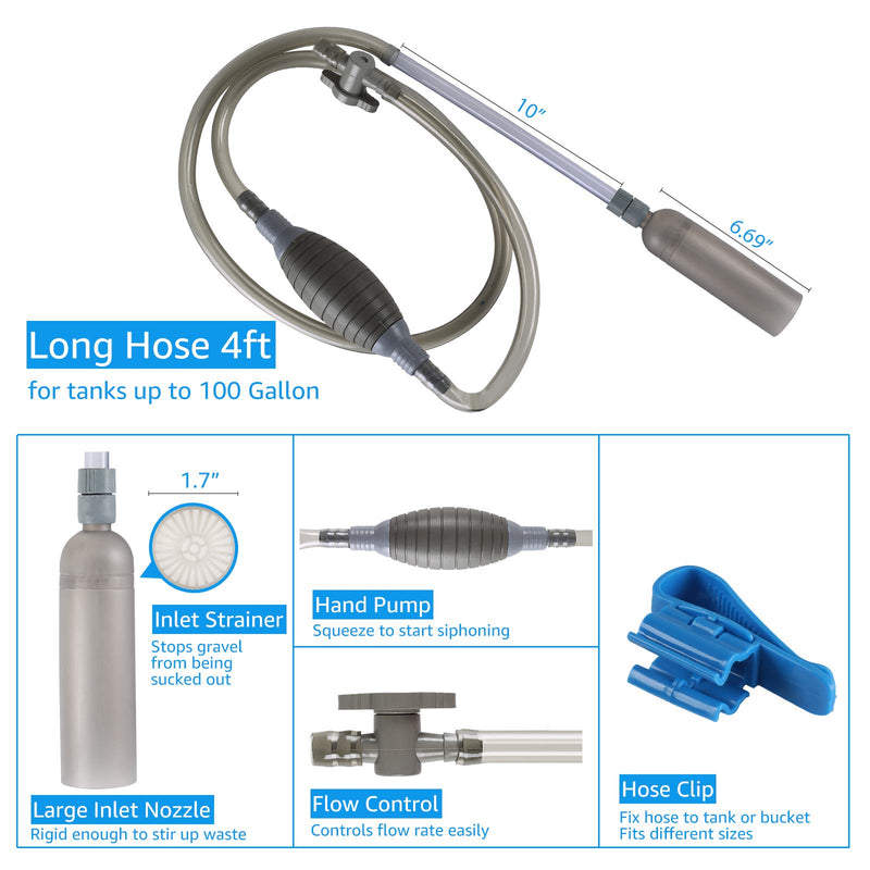 AquaMiracle Aquarium Water Changing Kit 3 in 1 with Gravel Cleaner/Siphon Cleaner/Vacuum Cleaner, Fish Net and Cleaning Brush/Algae Remover - PawsPlanet Australia