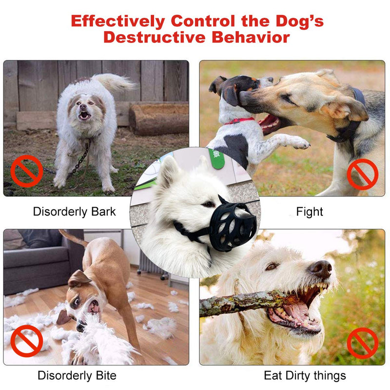 Dog Muzzle to Prevent Barking, Biting and Chewing, Soft Rubber Basket Muzzle for Small, Medium and Large Dogs 1 - Toy Poodle Black - PawsPlanet Australia