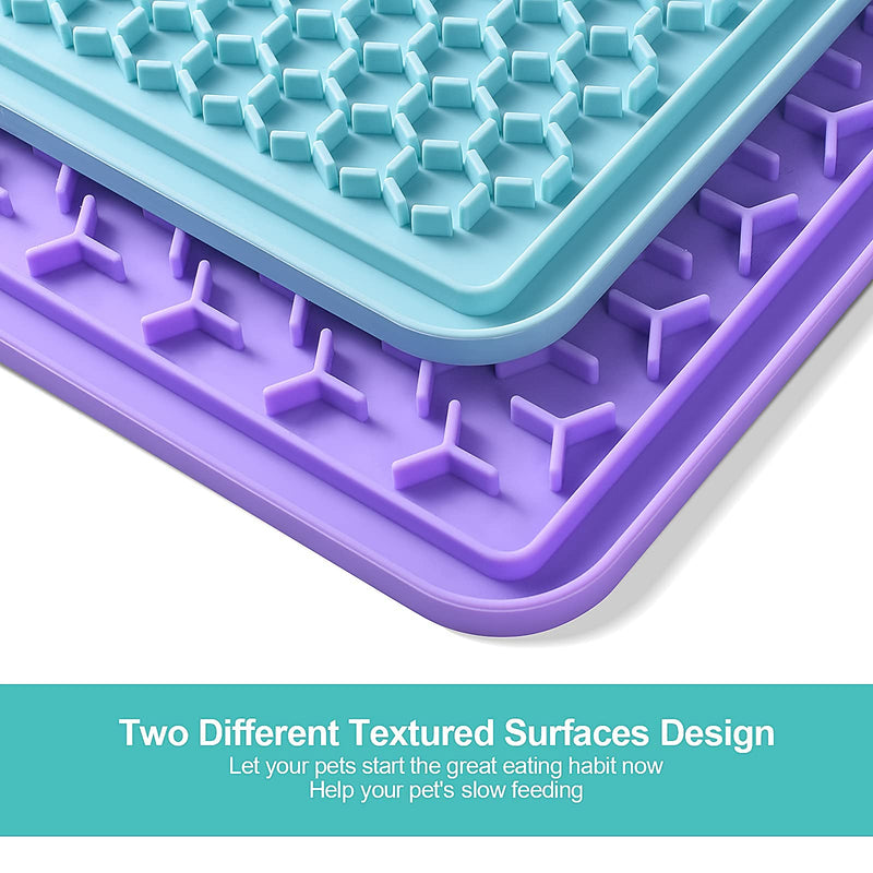 LUKITO Lick Mat for Dogs & Cats 2 Pack with Pet Food Spoon, Slow Feeder & Non-Slip Design, Pet Calming Dog Licking Mat Anxiety Relief Dog Cat Training, Lick Pad Perfect for Yogurt, Peanut Butter - PawsPlanet Australia
