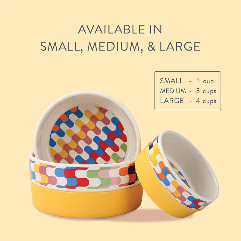 Now House for Pets by Jonathan Adler Duo Dog Bowl, Cute Ceramic Dog Food Bowl from Now House by Jonathan Adler for Water or Food, Available in Multiple Sizes Small Bargello - PawsPlanet Australia