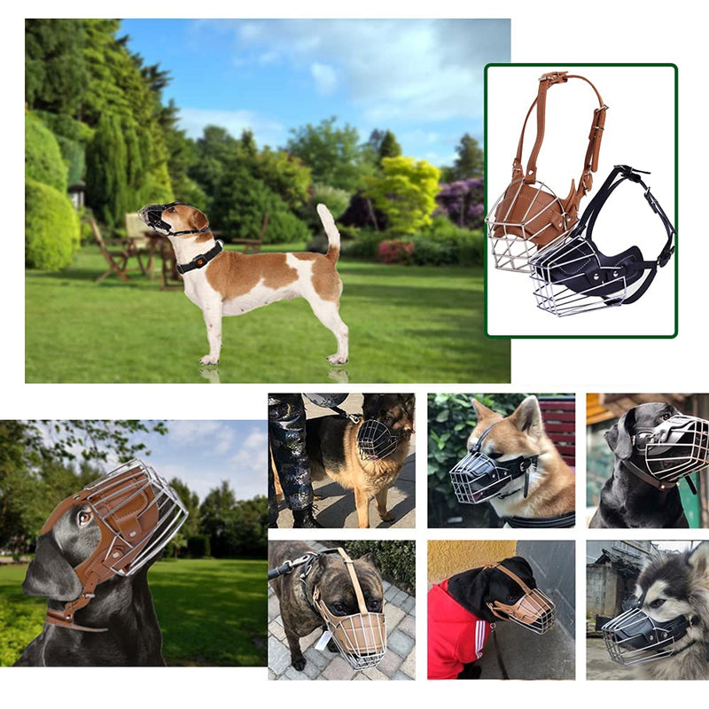 HITNEXT Dog Muzzle Basket Metal Leather Black Dog Muzzles for Biting, Basket Muzzle for Large Dog, Muzzle with Leather Puncher for Medium Dog, Dog Muzzle for Barking & Chewing - PawsPlanet Australia