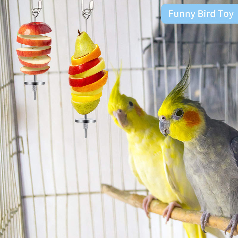 Bird Food Holder, Bird Feeder Toy, Stainless Steel Small Animal Fruit Vegetable Stick Skewer, Foraging Hanging Food Feeding Treating Tool for Parrots Cockatoo Cockatiel Cage 3Pcs - PawsPlanet Australia