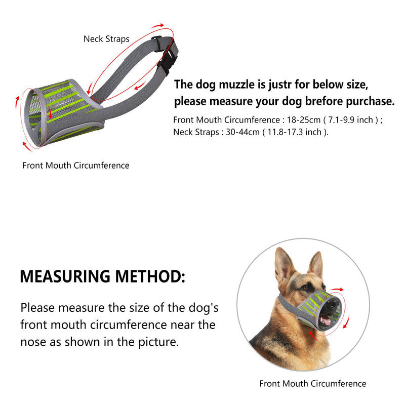 LIMINK Dog Muzzles for Large Dogs Biting Barking Chewing Secure Guard with Reflective Strips Adjustable Buckle Breathable Mesh (Gray) - PawsPlanet Australia