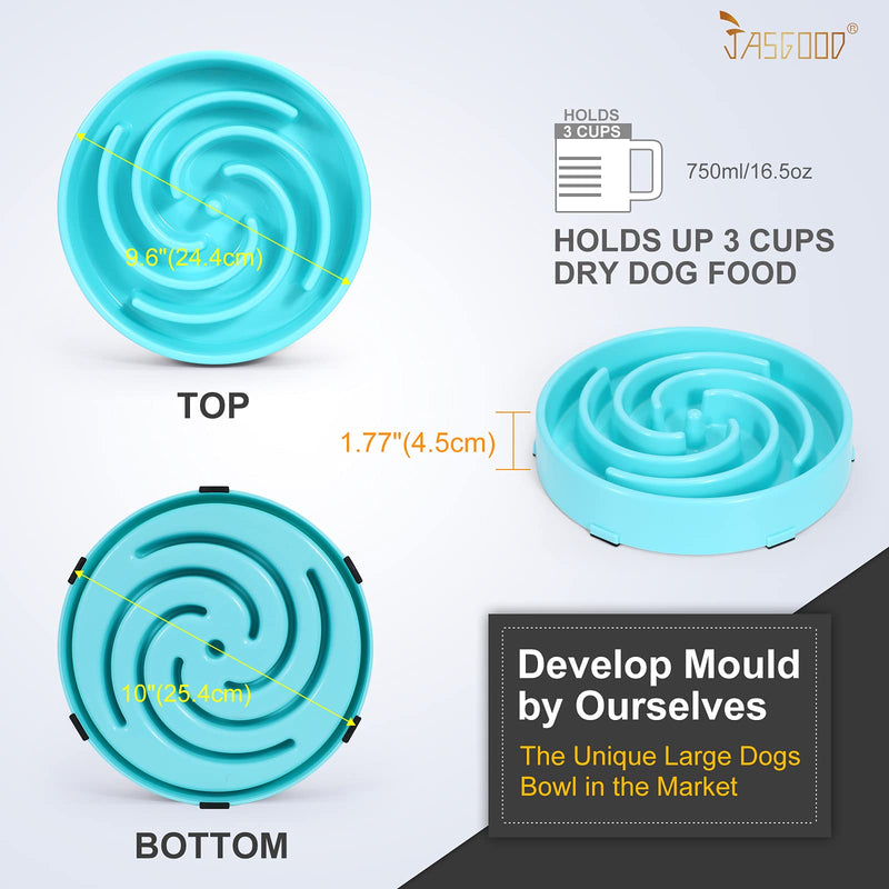 JASGOOD Slow Feeder Dogs Bowl for Large Dogs,Anti-Gulping Pet Slower Food Feeding Bowls Stop Bloat,Preventing Choking Healthy Design Dogs Bowl A-Sky Blue - PawsPlanet Australia