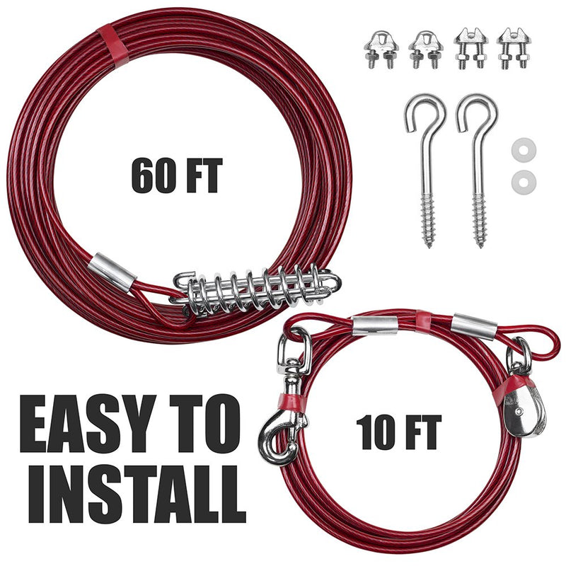 BV Pet 60 Feet Trolley for Dog up to 125 Pound with 10 Feet Runner Cable - PawsPlanet Australia