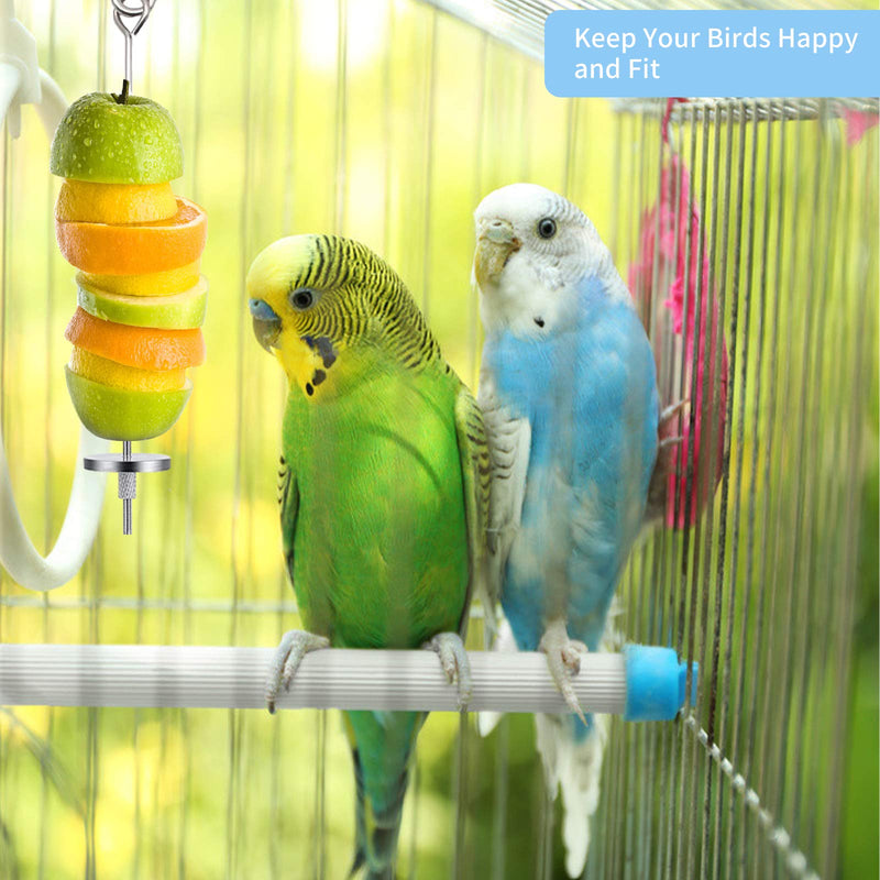 Bird Food Holder, Bird Feeder Toy, Stainless Steel Small Animal Fruit Vegetable Stick Skewer, Foraging Hanging Food Feeding Treating Tool for Parrots Cockatoo Cockatiel Cage 3Pcs - PawsPlanet Australia