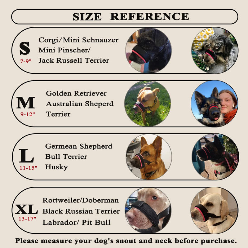 BARKLESS Dog Muzzle, Soft Padded Comfy Muzzle for Biting and Chewing, Adjustable Muzzle for Small, Medium, Large Dogs Corgi Labrador, Allows Drinking and Panting S Black - PawsPlanet Australia