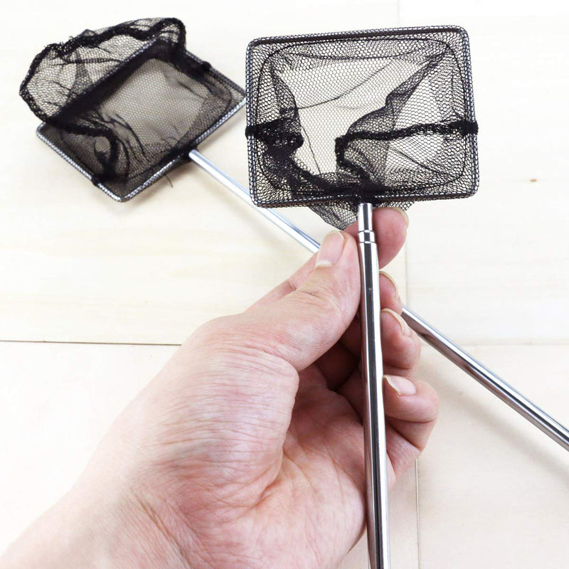 YG_Oline 2 Pack 3 inch Small Fishing Nets with Stainless Steel Telescopic Handle(Extendable 8-17.7 inch Long), Fish Tank Fishing and Cleaning Tool - PawsPlanet Australia