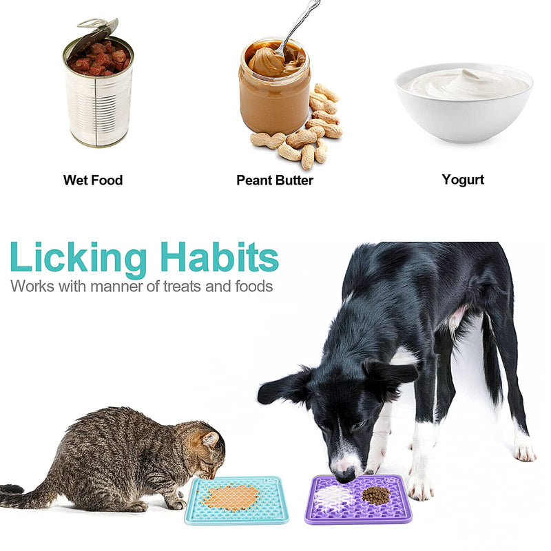 LUKITO Lick Mat for Dogs & Cats 2 Pack with Pet Food Spoon, Slow Feeder & Non-Slip Design, Pet Calming Dog Licking Mat Anxiety Relief Dog Cat Training, Lick Pad Perfect for Yogurt, Peanut Butter - PawsPlanet Australia