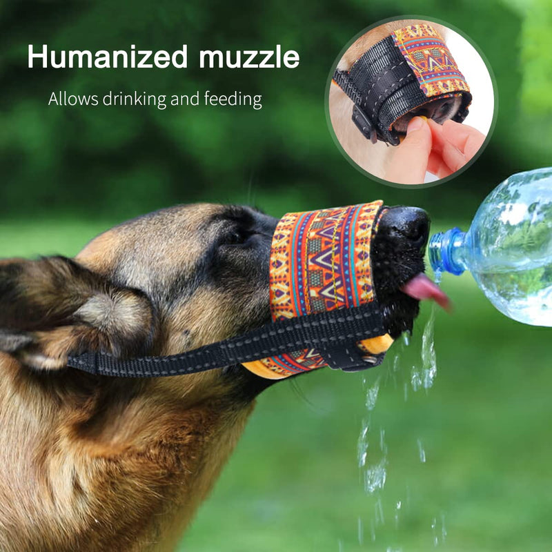 BARKLESS Dog Muzzle, Soft Nylon Print Muzzle for Small Medium Large Dogs Labrador, Jack Russell, Breathable Mesh Muzzle Anti Biting Chewing, Dog Mouth Cover for Grooming and Vet Visit S Blue - PawsPlanet Australia