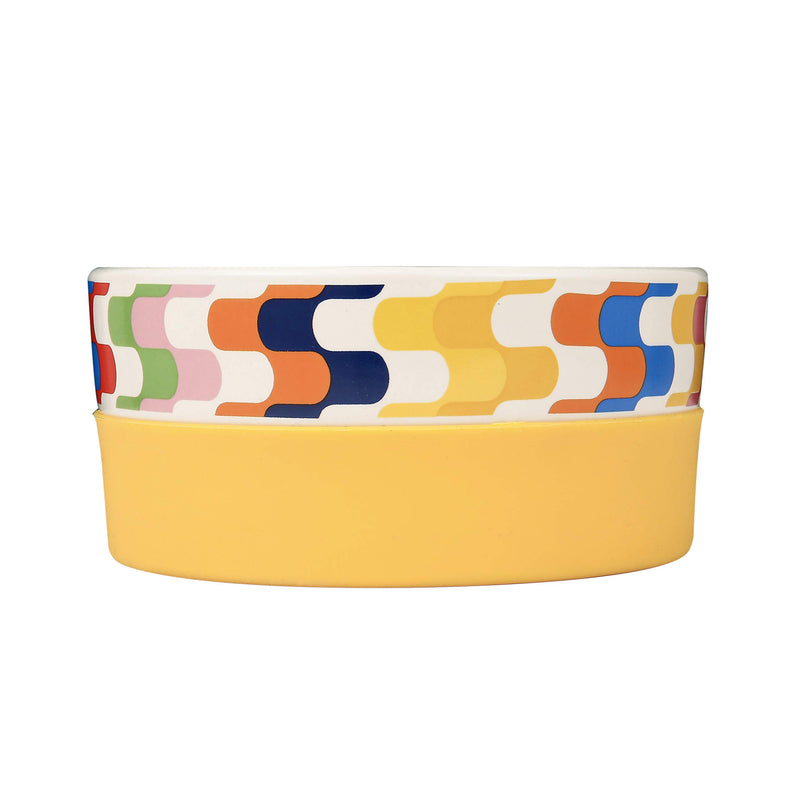 Now House for Pets by Jonathan Adler Duo Dog Bowl, Cute Ceramic Dog Food Bowl from Now House by Jonathan Adler for Water or Food, Available in Multiple Sizes Small Bargello - PawsPlanet Australia