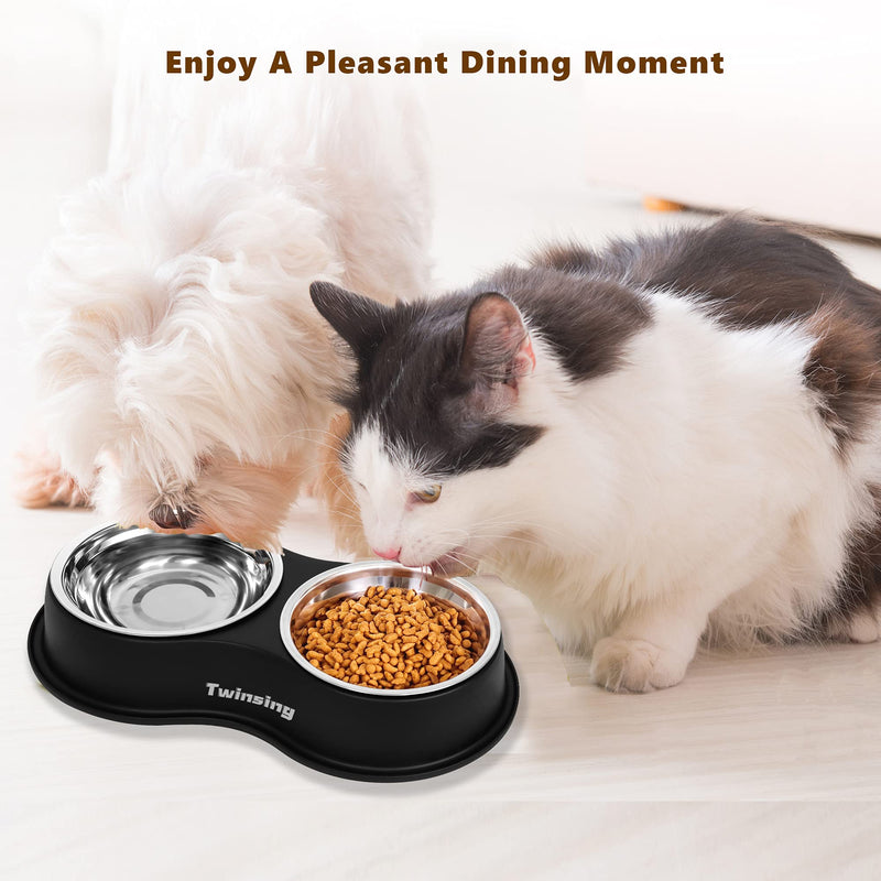 Dog Bowls Double Stainless Steel Dog Water and Food Bowls with Non-Slip Resin Station, Pet Feeder Bowls for Puppy Medium Dogs Cats - PawsPlanet Australia
