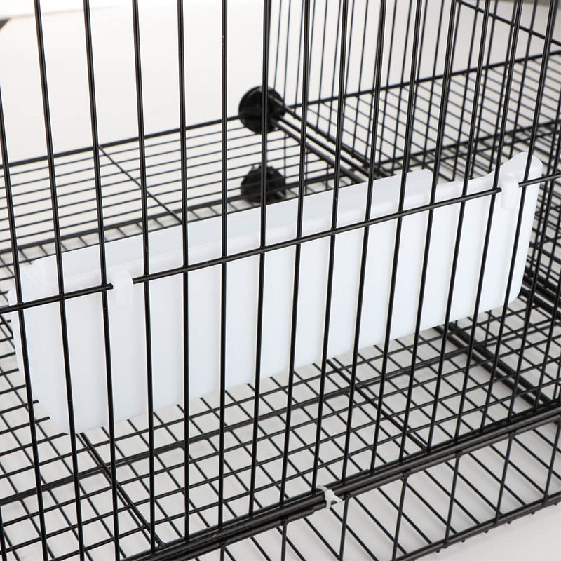 2 Pcs Bird Plastic Double Slot Feeder, Pigeon Food and Water Feeder Cup, Cage Standing Frame Feeder with 2 Plastic Food Spoon - PawsPlanet Australia